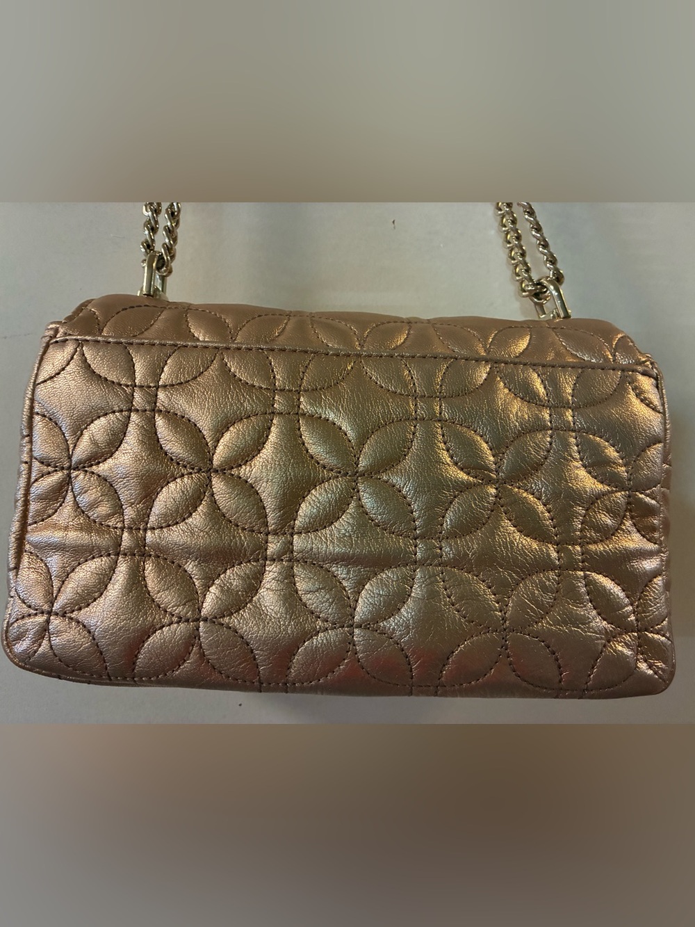 Quilted Metallic Shoulder/Crossbody Bag - Rose Gold - Picture 6 of 8